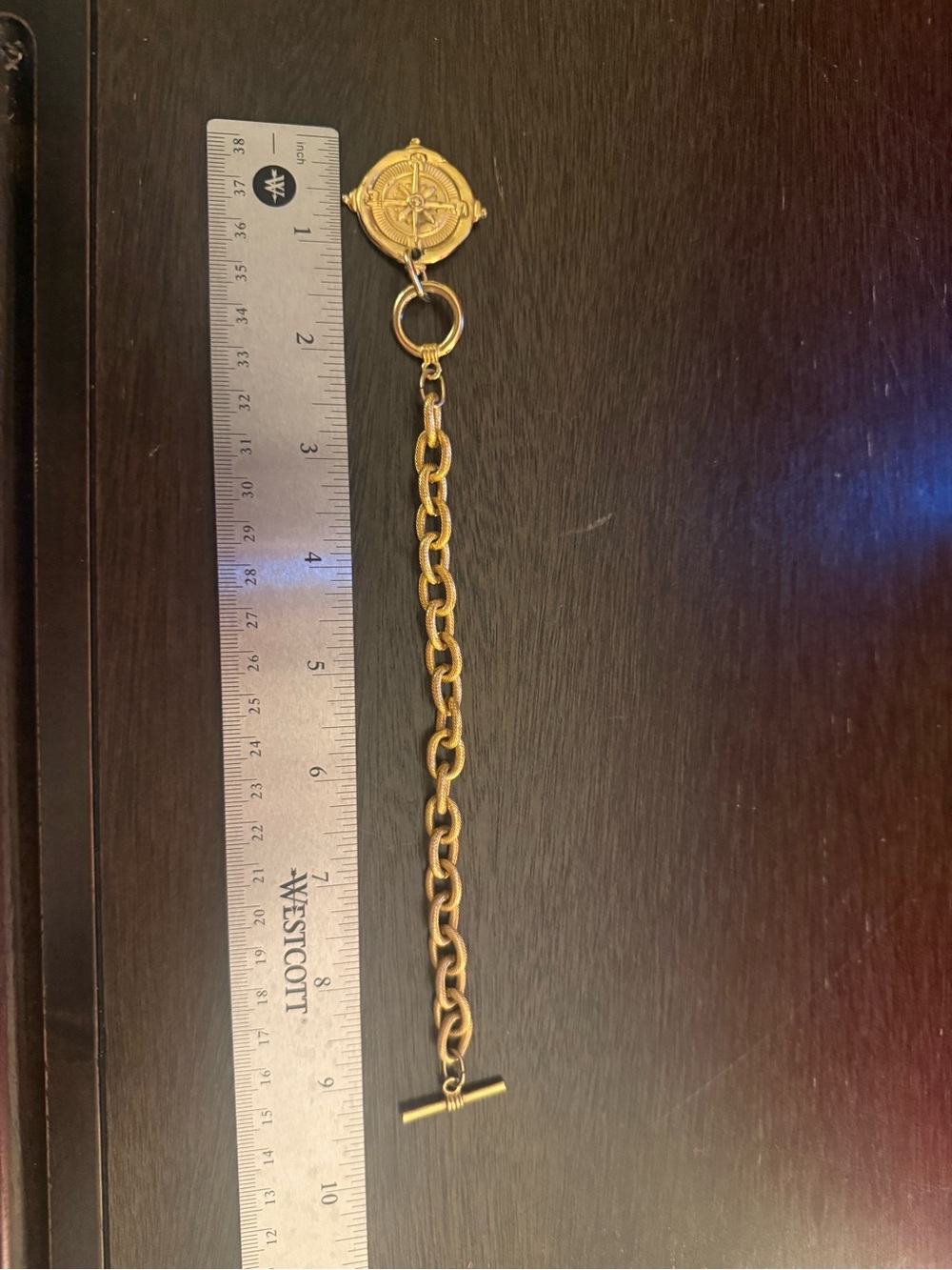 Gold-Tone Link Toggle Bracelet with Compass Charm